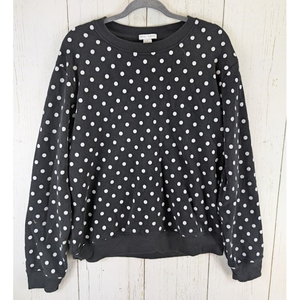 Better Together Size XL Black White Polka Dot‎ Womens Long Sleeve Sweater Top